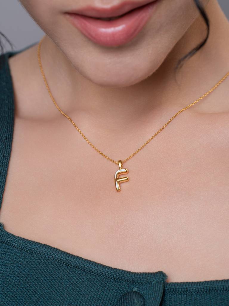 Initial Pendant 925 Sterling Silver 18Kt Gold Vermeil Jewellery For Women : QC120006_Y