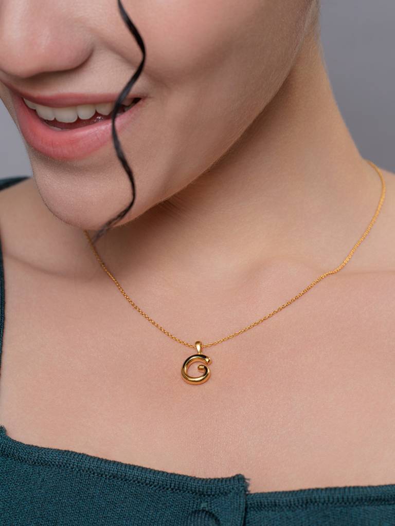 Initial Pendant 925 Sterling Silver 18Kt Gold Vermeil Jewellery For Women : QC120007_Y