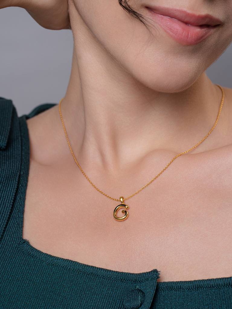 Initial Pendant 925 Sterling Silver 18Kt Gold Vermeil Jewellery For Women : QC120007_Y