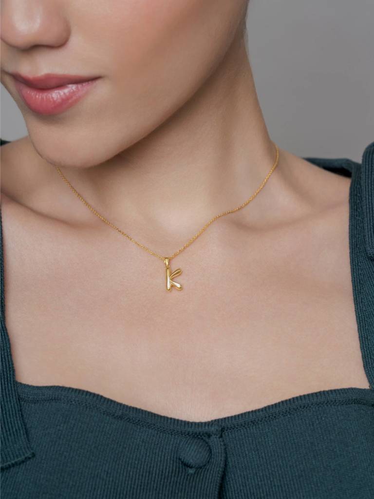 Initial Pendant 925 Sterling Silver 18Kt Gold Vermeil Jewellery For Women : QC120011_Y