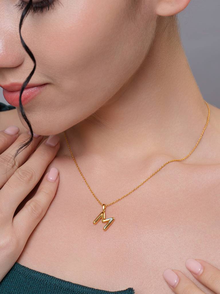 Initial Pendant 925 Sterling Silver 18Kt Gold Vermeil Jewellery For Women : QC120013_Y