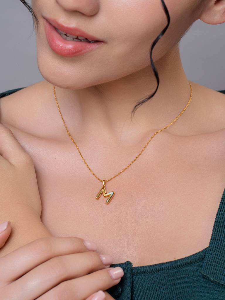Initial Pendant 925 Sterling Silver 18Kt Gold Vermeil Jewellery For Women : QC120013_Y