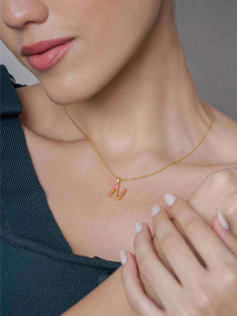 Initial Pendant 925 Sterling Silver 18Kt Gold Vermeil Jewellery For Women : QC120014_Y