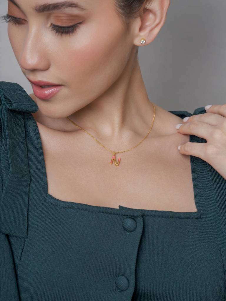 Initial Pendant 925 Sterling Silver 18Kt Gold Vermeil Jewellery For Women : QC120014_Y