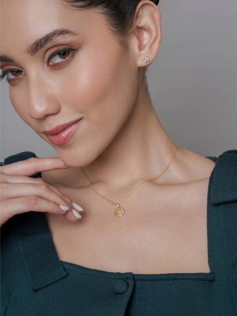 Initial Pendant 925 Sterling Silver 18Kt Gold Vermeil Jewellery For Women : QC120015_Y