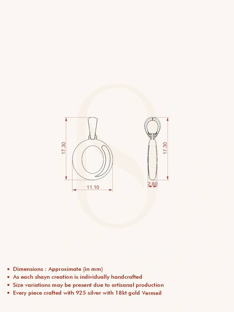 Initial Pendant 925 Sterling Silver 18Kt Gold Vermeil Jewellery For Women : QC120015_Y