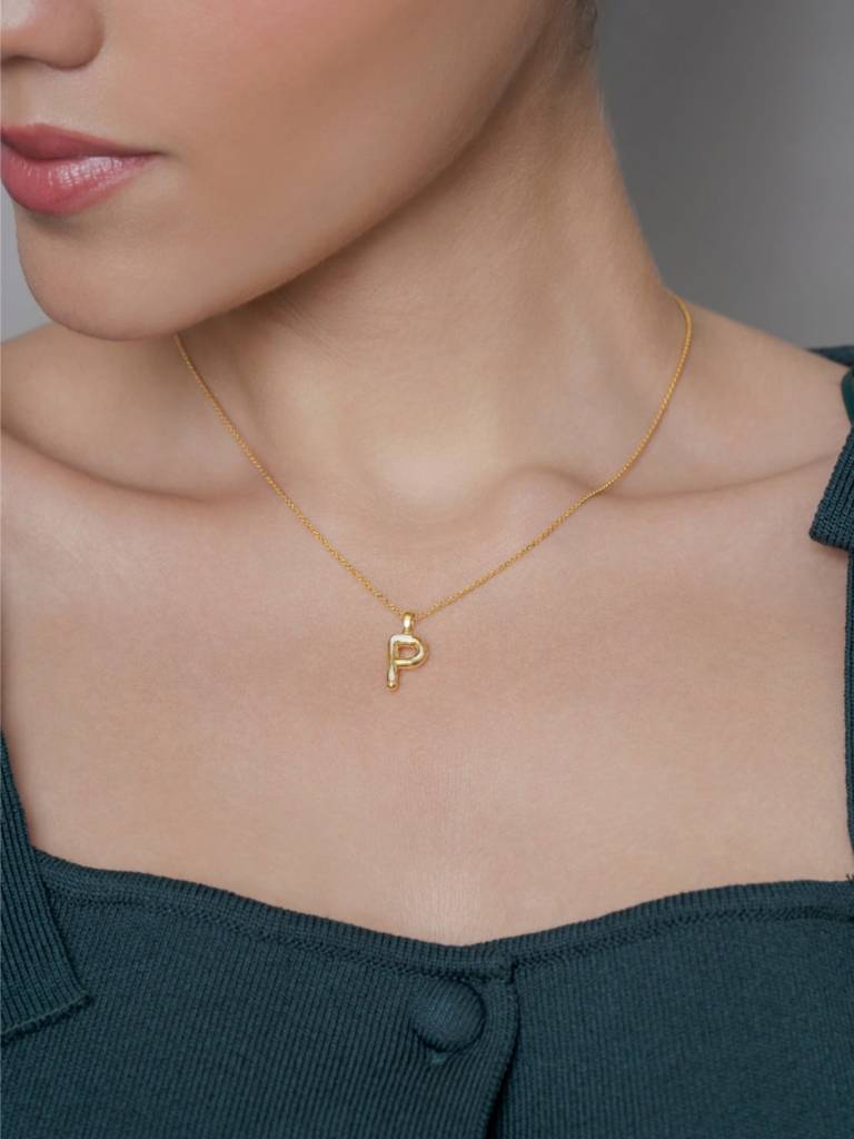 Initial Pendant 925 Sterling Silver 18Kt Gold Vermeil Jewellery For Women : QC120016_Y