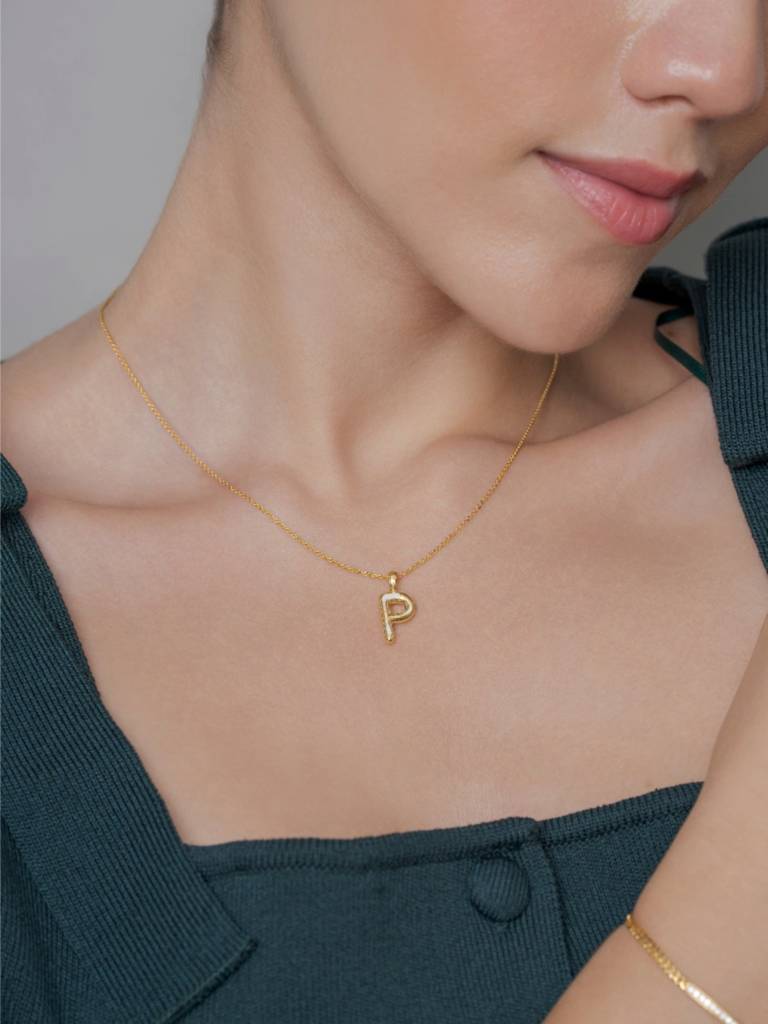 Initial Pendant 925 Sterling Silver 18Kt Gold Vermeil Jewellery For Women : QC120016_Y