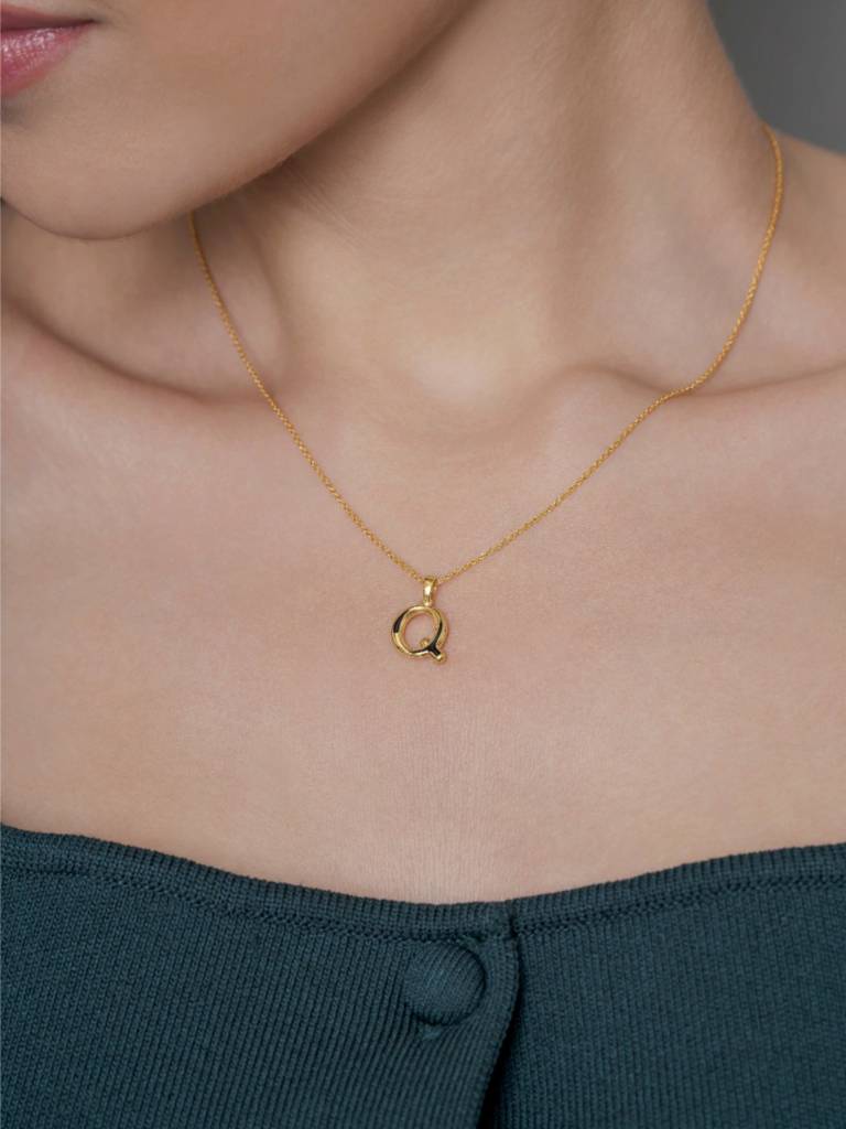 Initial Pendant 925 Sterling Silver 18Kt Gold Vermeil Jewellery For Women : QC120017_Y
