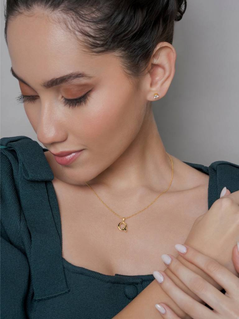 Initial Pendant 925 Sterling Silver 18Kt Gold Vermeil Jewellery For Women : QC120017_Y