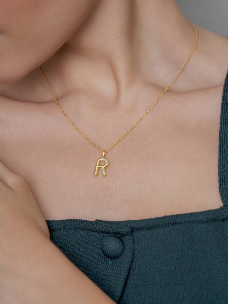 Initial Pendant 925 Sterling Silver 18Kt Gold Vermeil Jewellery For Women : QC120018_Y