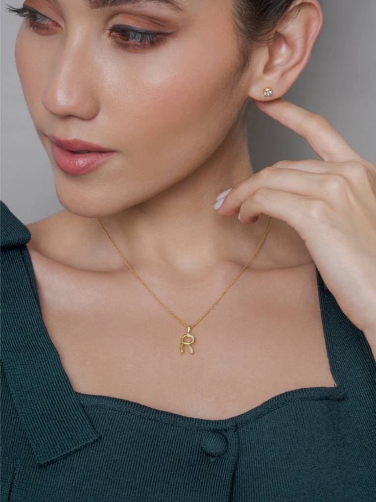 Initial Pendant 925 Sterling Silver 18Kt Gold Vermeil Jewellery For Women : QC120018_Y