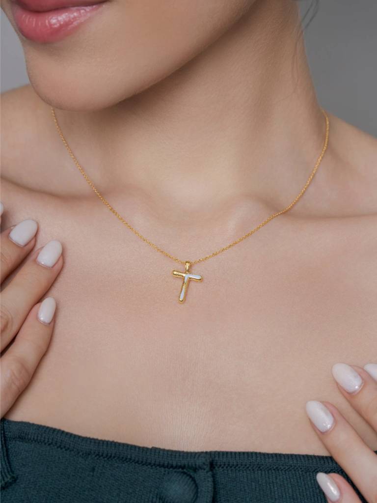 Initial Pendant 925 Sterling Silver 18Kt Gold Vermeil Jewellery For Women : QC120020_Y
