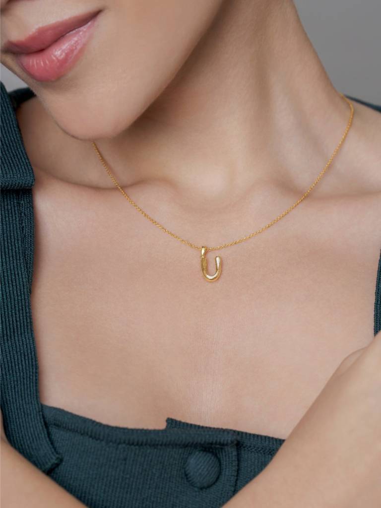 Initial Pendant 925 Sterling Silver 18Kt Gold Vermeil Jewellery For Women : QC120021_Y