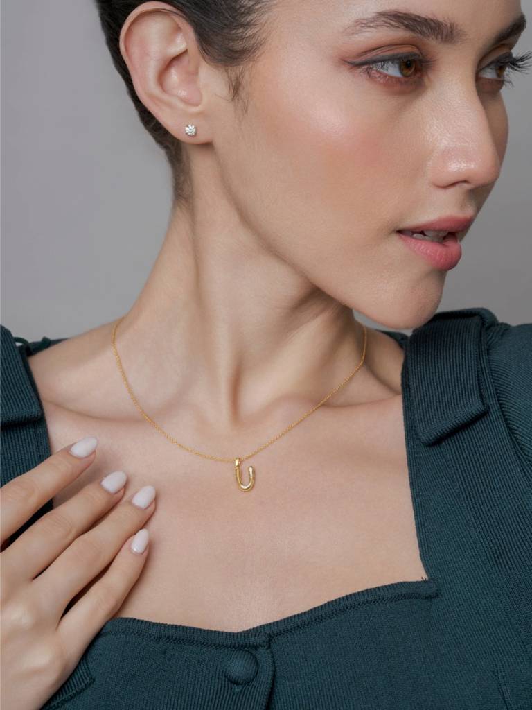 Initial Pendant 925 Sterling Silver 18Kt Gold Vermeil Jewellery For Women : QC120021_Y