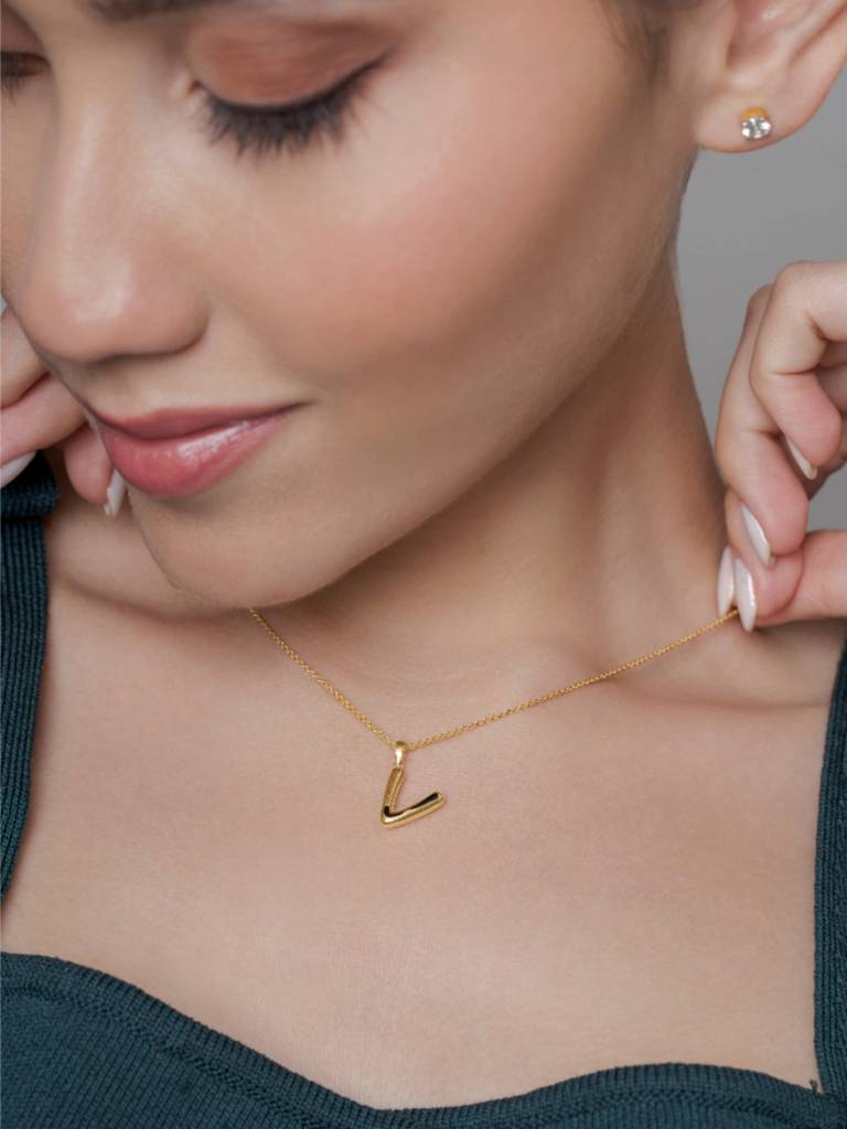 Initial Pendant 925 Sterling Silver 18Kt Gold Vermeil Jewellery For Women : QC120022_Y