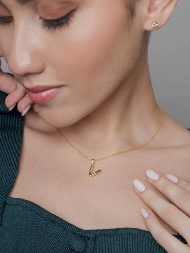 Initial Pendant 925 Sterling Silver 18Kt Gold Vermeil Jewellery For Women : QC120022_Y