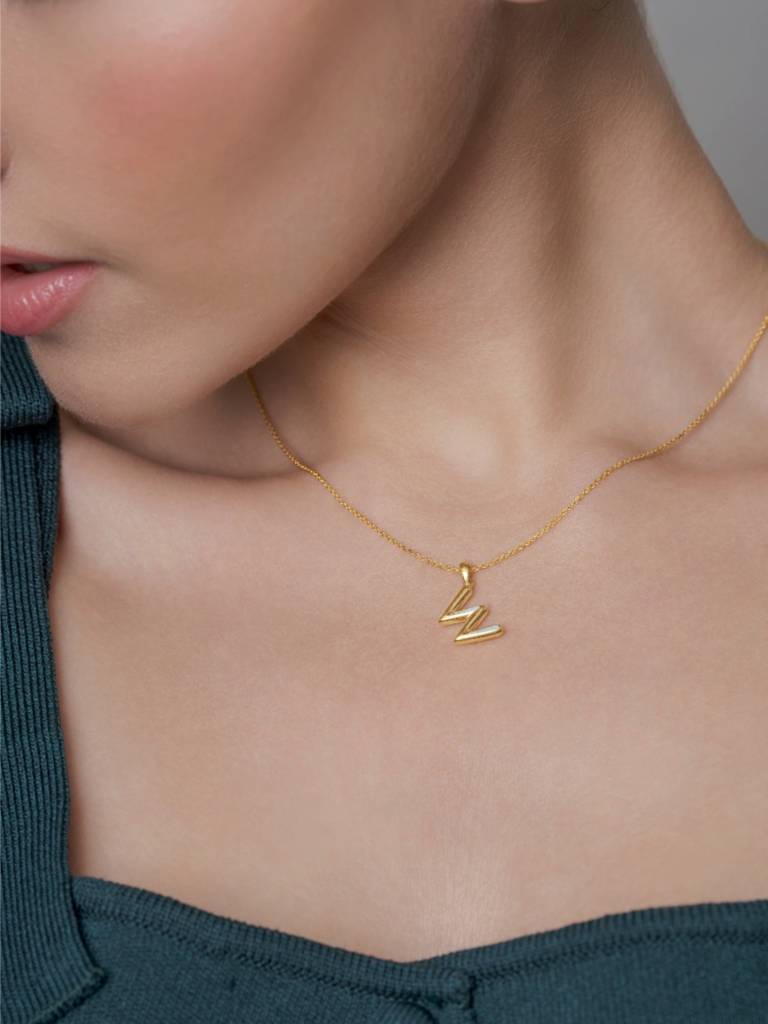 Initial Pendant 925 Sterling Silver 18Kt Gold Vermeil Jewellery For Women : QC120023_Y