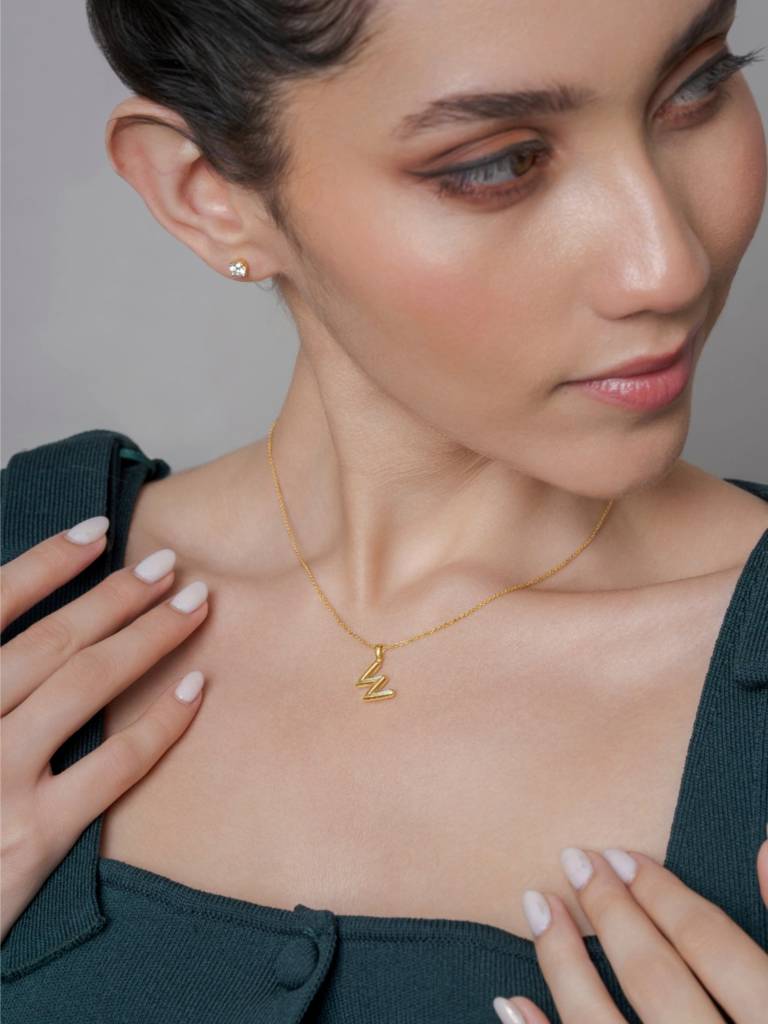 Initial Pendant 925 Sterling Silver 18Kt Gold Vermeil Jewellery For Women : QC120023_Y
