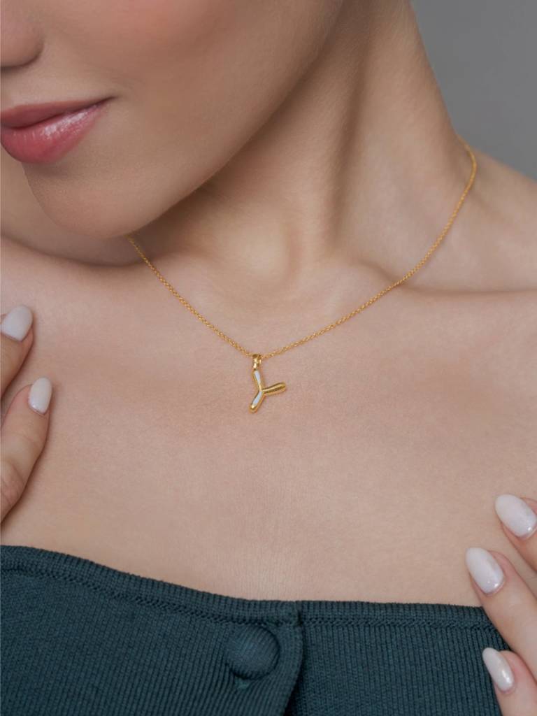 Initial Pendant 925 Sterling Silver 18Kt Gold Vermeil Jewellery For Women : QC120025_Y