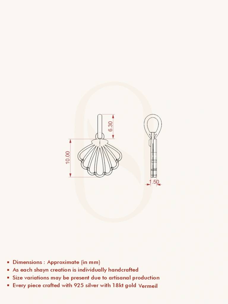 Shell Design Pendant 925 Sterling Silver 18Kt Gold Vermeil Jewellery For Women : QC130002_Y
