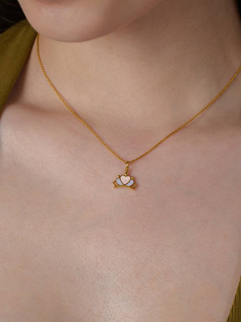 Crown Heart Pendant 925 Sterling Silver 18Kt Gold Vermeil Jewellery For Women : QC130010_Y