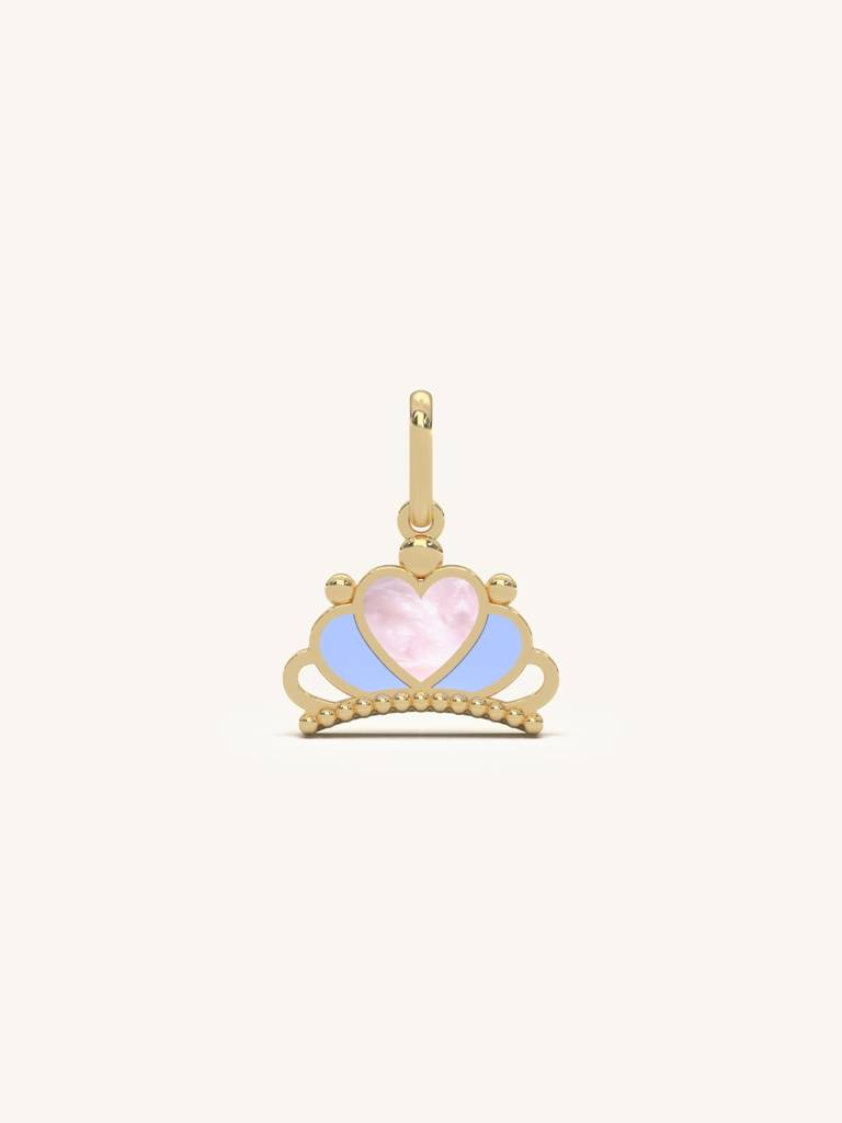Crown Heart Pendant 925 Sterling Silver 18Kt Gold Vermeil Jewellery For Women : QC130010_Y