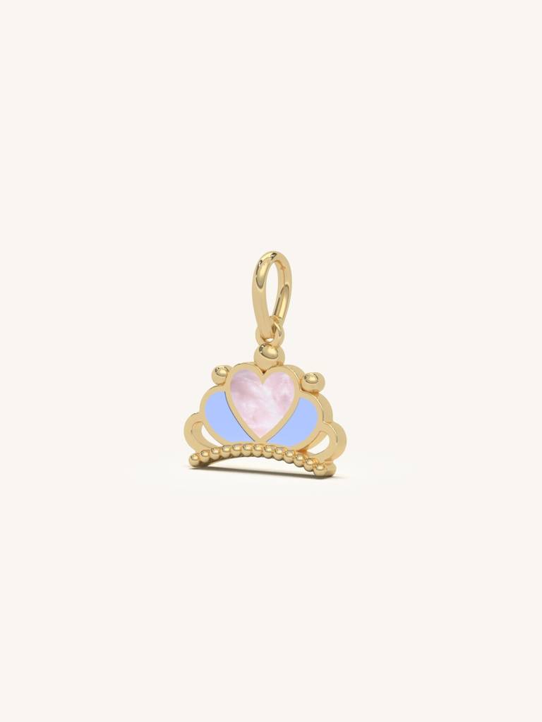 Crown Heart Pendant 925 Sterling Silver 18Kt Gold Vermeil Jewellery For Women : QC130010_Y