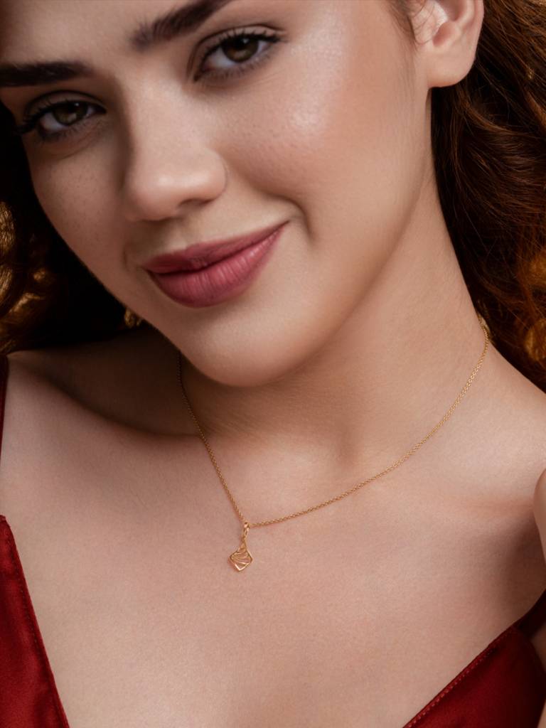 Golden Geometry Pendant 925 Sterling Silver 18Kt Gold Vermeil Jewellery For Women : QC155004_Y