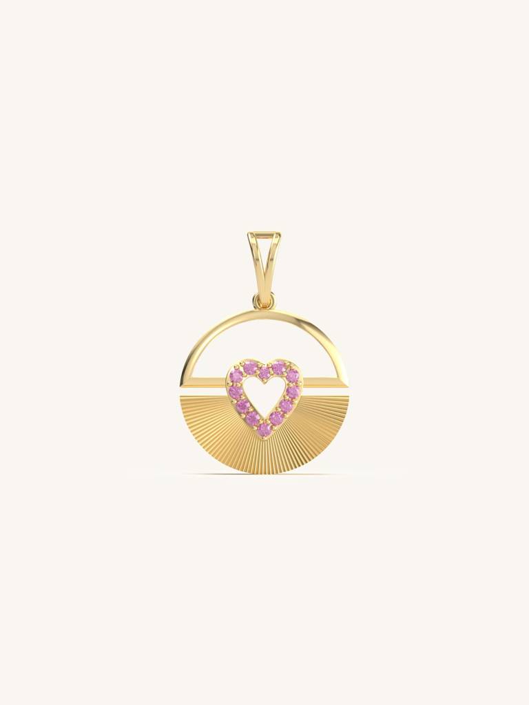 Heart Gem Pendant 925 Sterling Silver 18Kt Gold Vermeil Jewellery For Women : QC157001_Y
