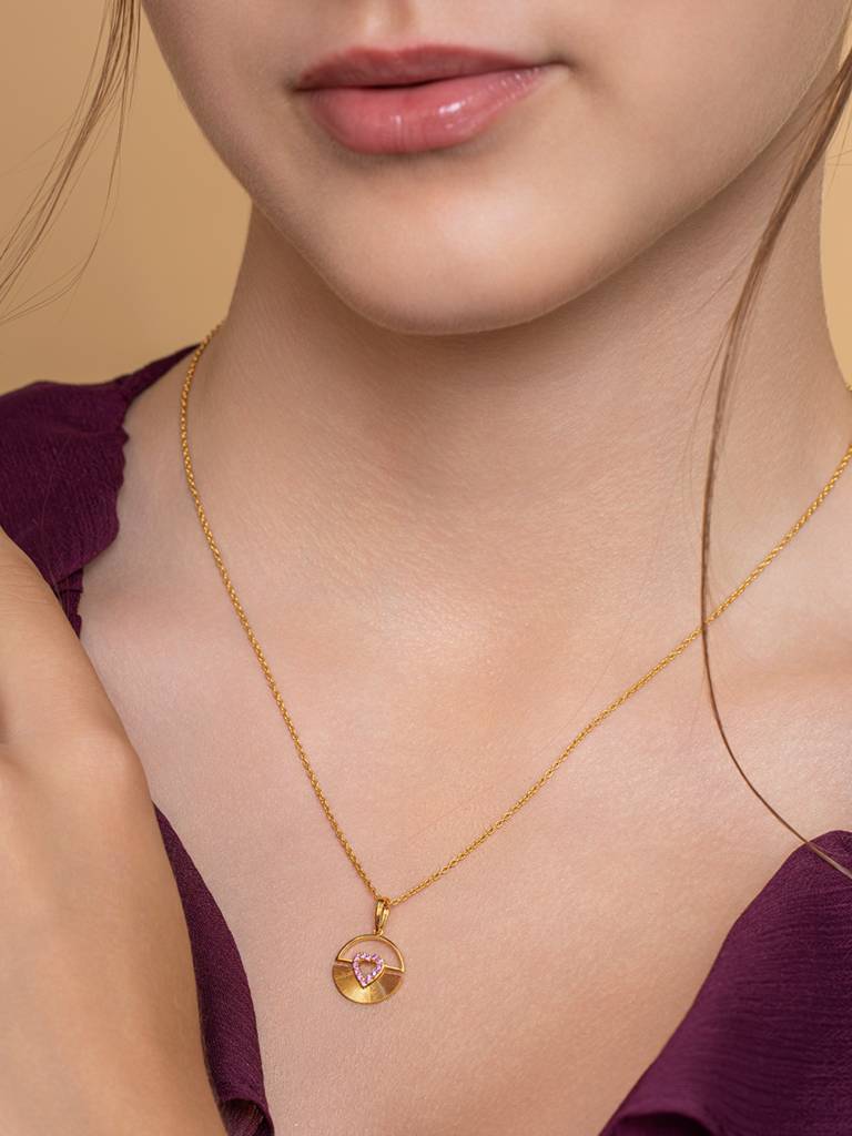 Heart Gem Pendant 925 Sterling Silver 18Kt Gold Vermeil Jewellery For Women : QC157001_Y