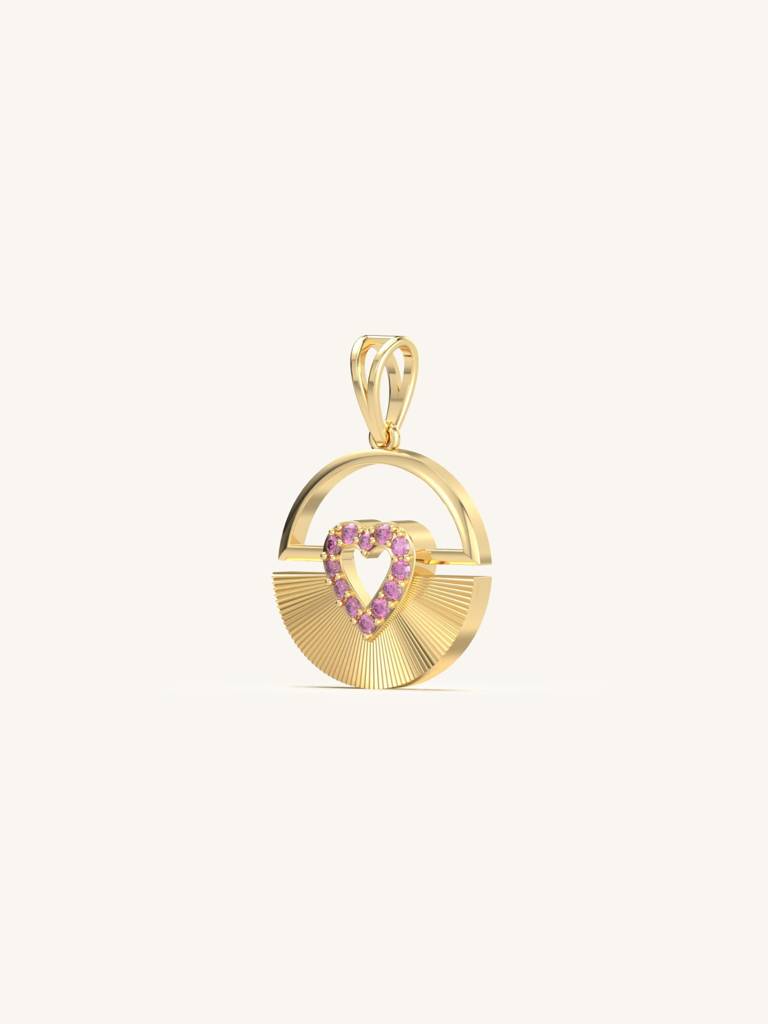 Heart Gem Pendant 925 Sterling Silver 18Kt Gold Vermeil Jewellery For Women : QC157001_Y