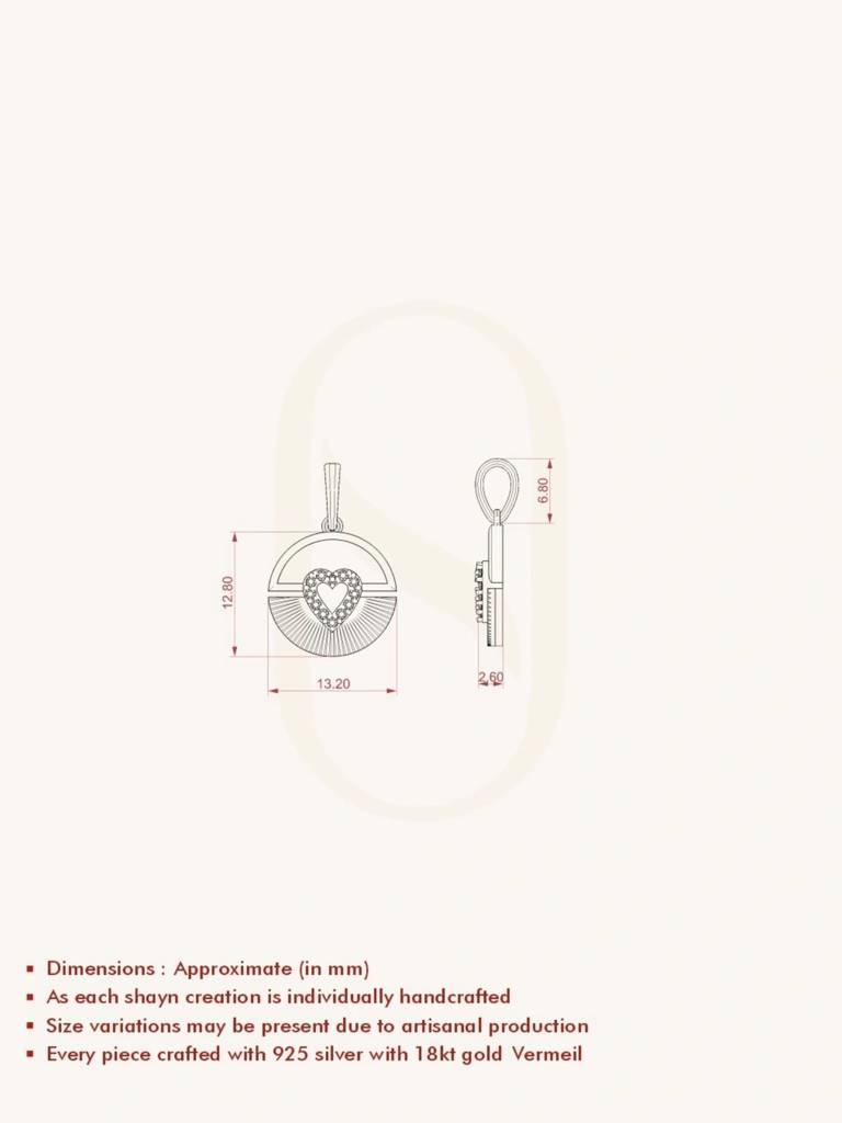 Heart Gem Pendant 925 Sterling Silver 18Kt Gold Vermeil Jewellery For Women : QC157001_Y
