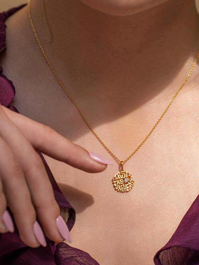 Trust Universe Pendant 925 Sterling Silver 18Kt Gold Vermeil Jewellery For Women : QC173003_Y