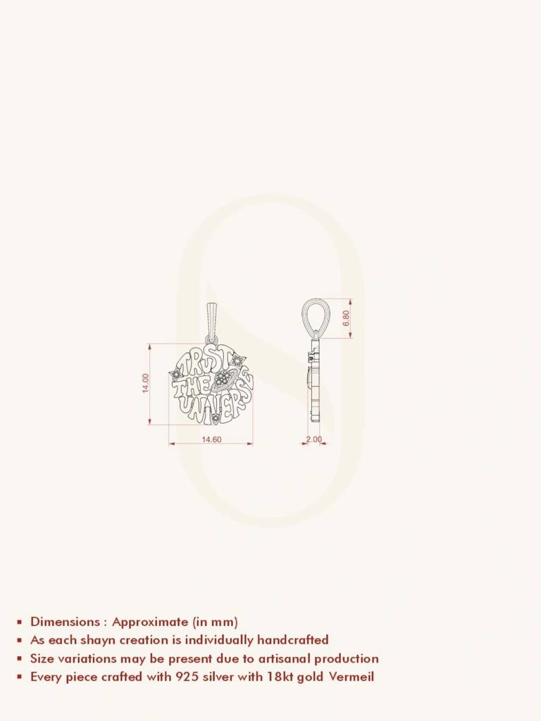 Trust Universe Pendant 925 Sterling Silver 18Kt Gold Vermeil Jewellery For Women : QC173003_Y