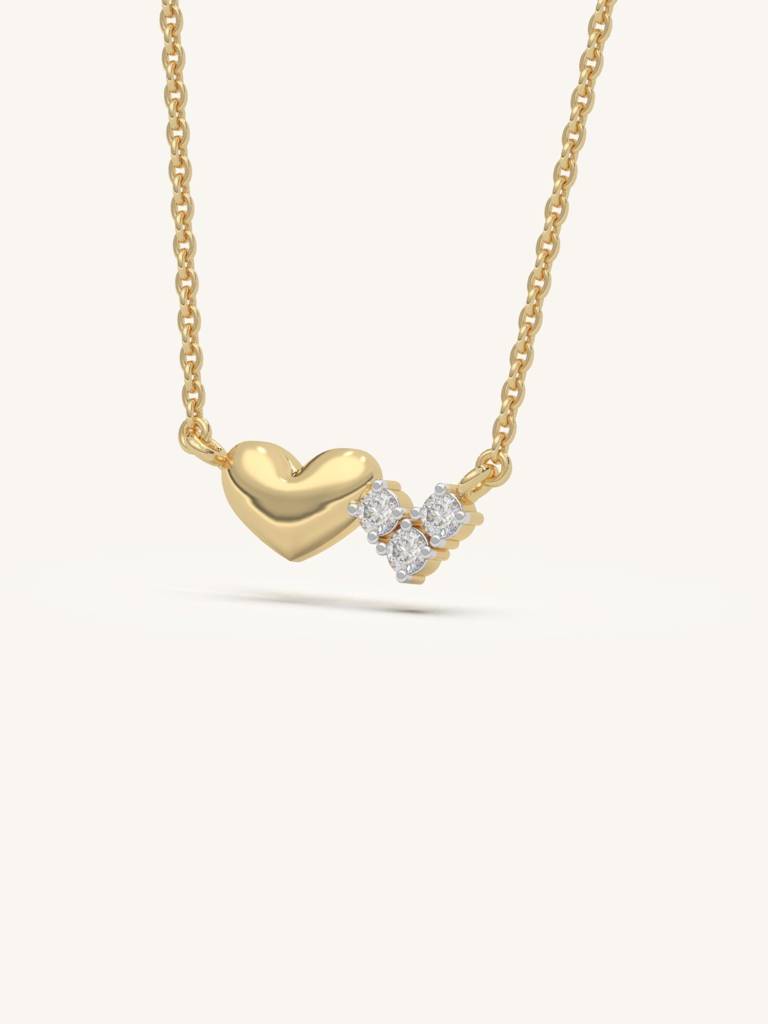 Cherished Heart Necklace 925 Sterling Silver 18Kt Gold Vermeil Jewellery For Women : QG105001_Y