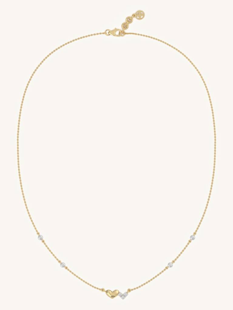 Cherished Heart Necklace 925 Sterling Silver 18Kt Gold Vermeil Jewellery For Women : QG105001_Y