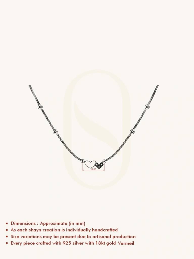 Cherished Heart Necklace 925 Sterling Silver 18Kt Gold Vermeil Jewellery For Women : QG105001_Y
