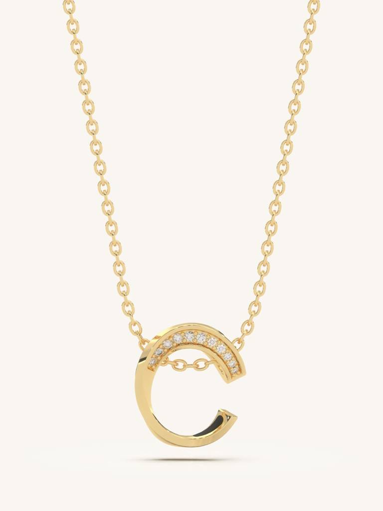 C Arc Necklace 925 Sterling Silver 18Kt Gold Vermeil Jewellery For Women : QG111003_Y
