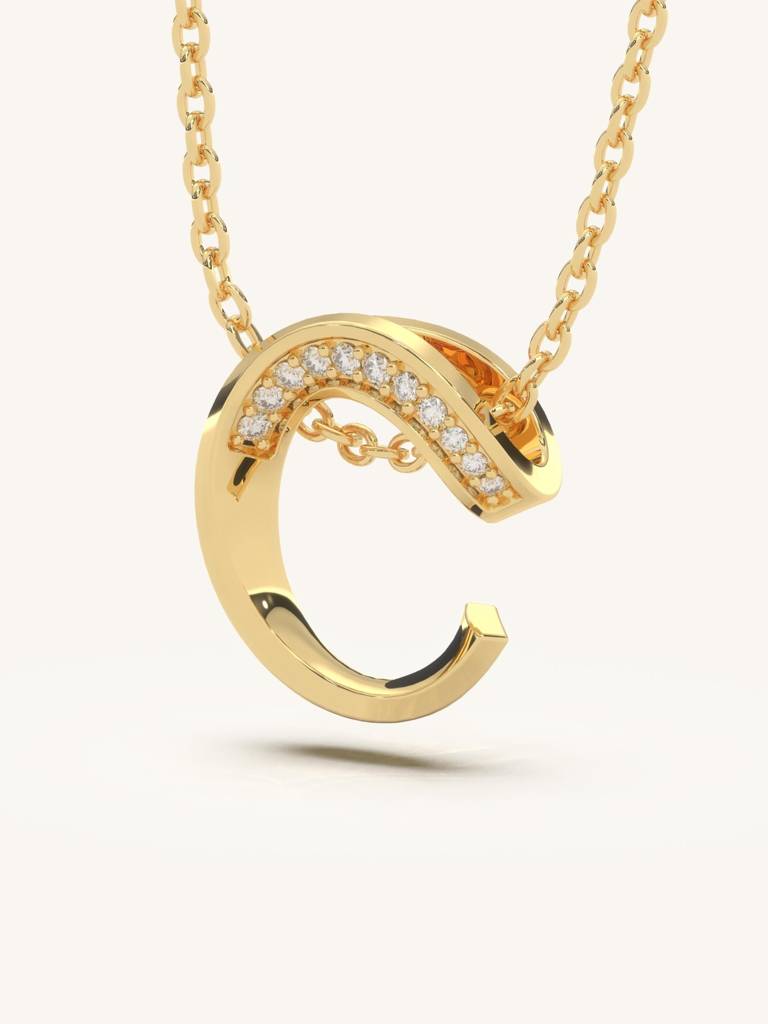 C Arc Necklace 925 Sterling Silver 18Kt Gold Vermeil Jewellery For Women : QG111003_Y