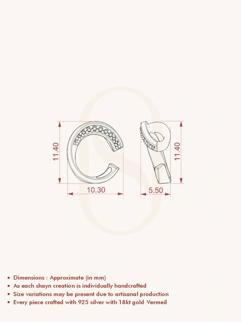 C Arc Necklace 925 Sterling Silver 18Kt Gold Vermeil Jewellery For Women : QG111003_Y