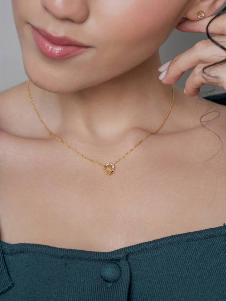 E Spiral Necklace 925 Sterling Silver 18Kt Gold Vermeil Jewellery For Women : QG111005_Y