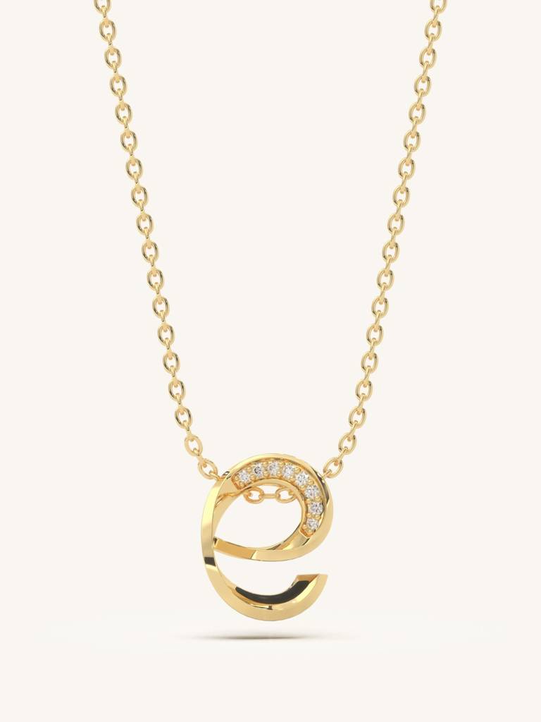E Spiral Necklace 925 Sterling Silver 18Kt Gold Vermeil Jewellery For Women : QG111005_Y
