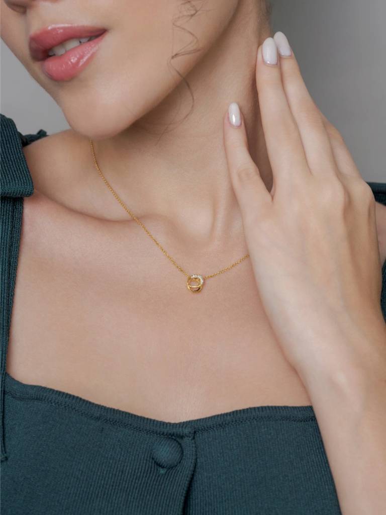 E Spiral Necklace 925 Sterling Silver 18Kt Gold Vermeil Jewellery For Women : QG111005_Y