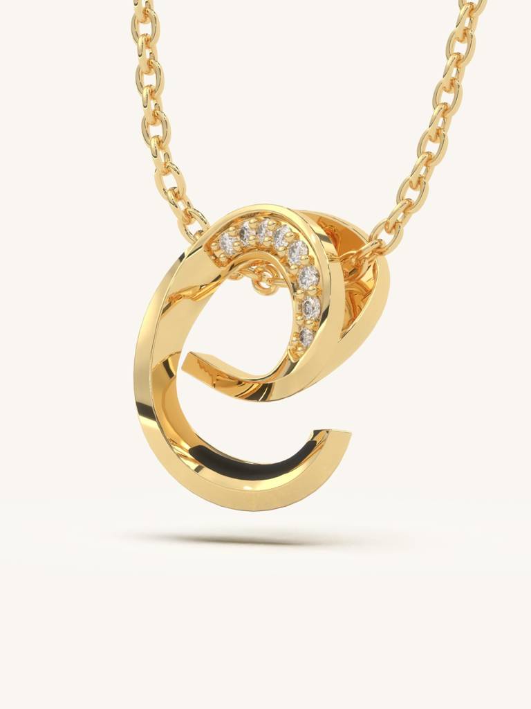 E Spiral Necklace 925 Sterling Silver 18Kt Gold Vermeil Jewellery For Women : QG111005_Y