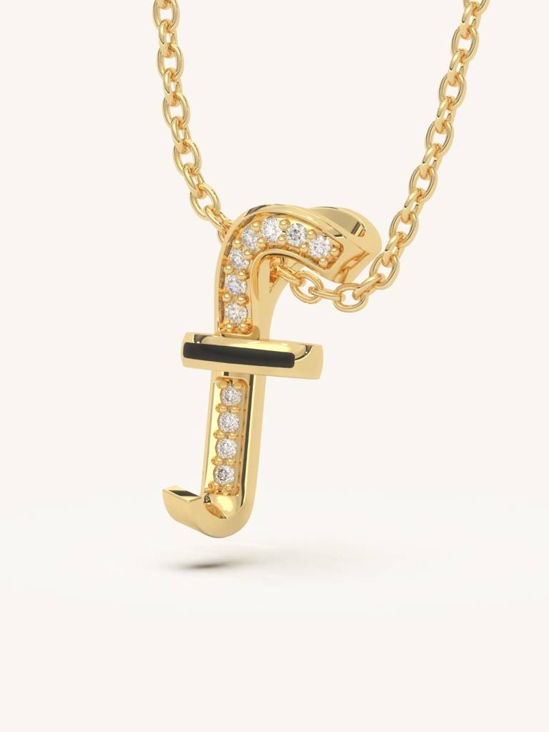 F Bar Necklace 925 Sterling Silver 18Kt Gold Vermeil Jewellery For Women : QG111006_Y