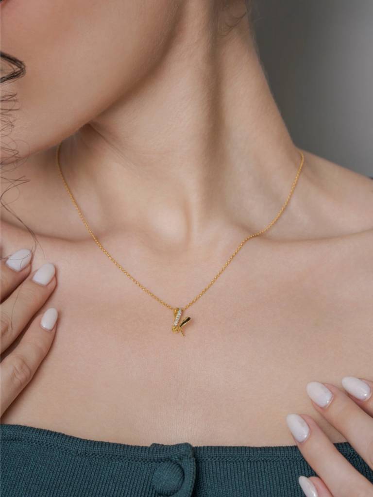 K Kick Necklace 925 Sterling Silver 18Kt Gold Vermeil Jewellery For Women : QG111011_Y