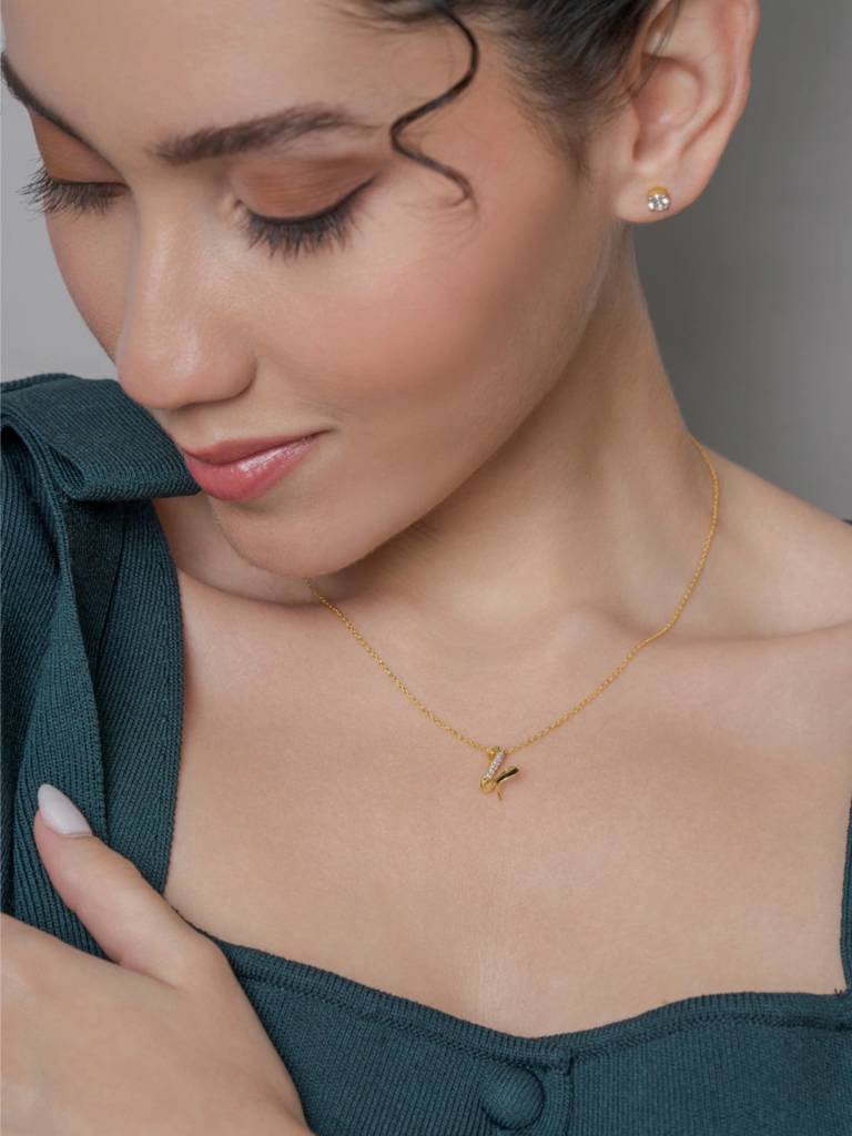 K Kick Necklace 925 Sterling Silver 18Kt Gold Vermeil Jewellery For Women : QG111011_Y