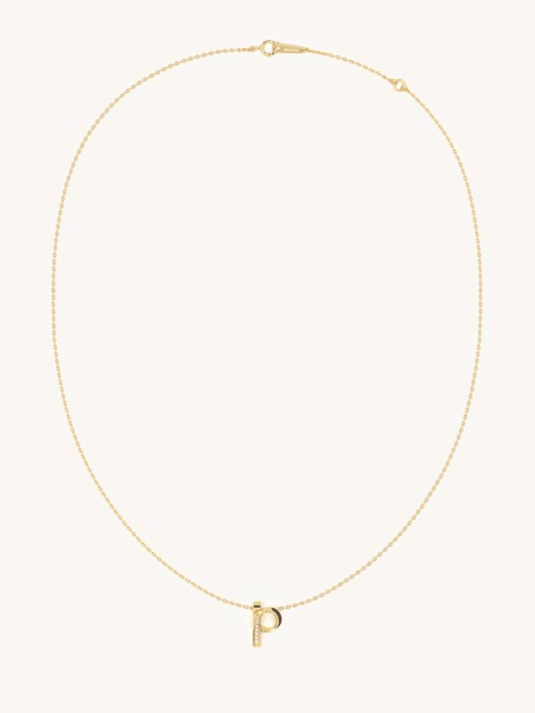 P Stem Necklace 925 Sterling Silver 18Kt Gold Vermeil Jewellery For Women : QG111016_Y