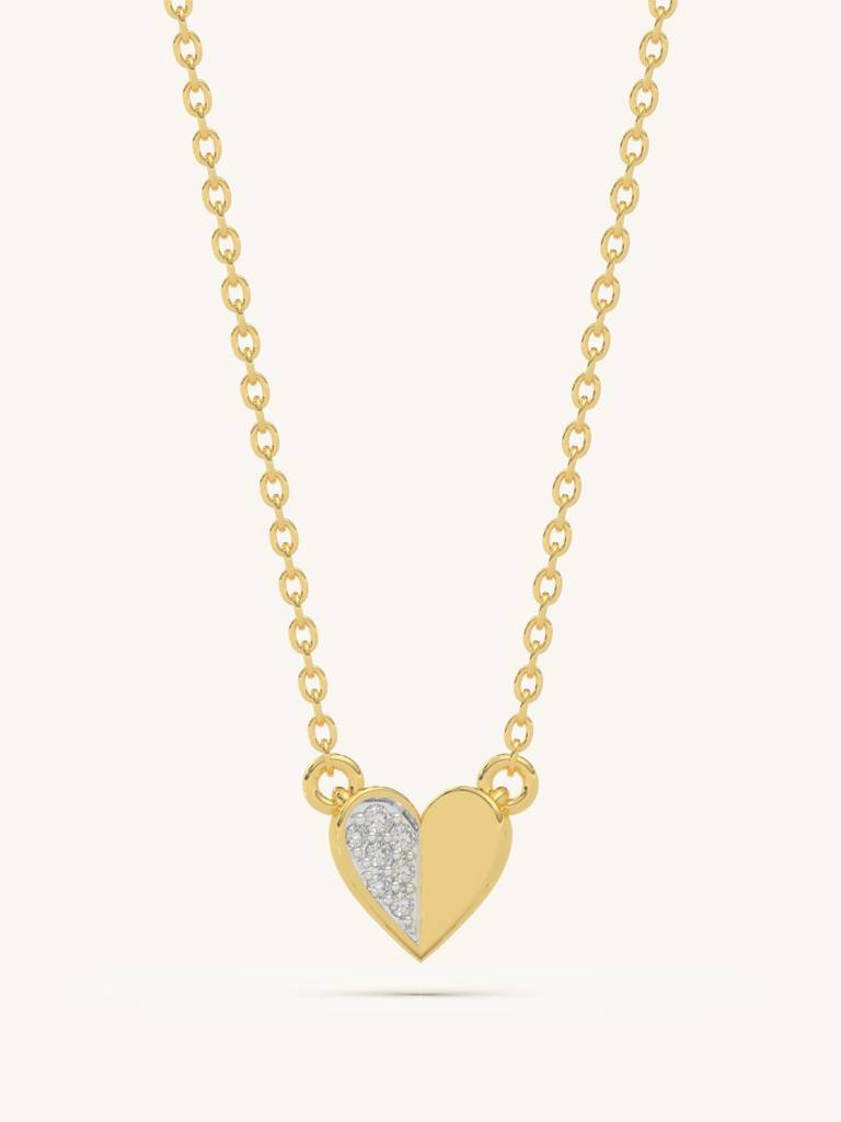 Half Shine Necklace 925 Sterling Silver 18Kt Gold Vermeil Jewellery For Women : QG113003_Y